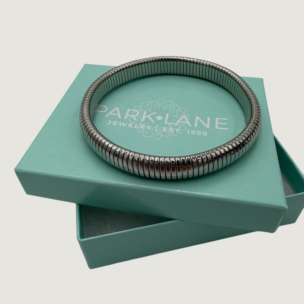 Park Lane Gaspipe Bracelet OS Flexible Stretch Silver Tone Tubogas Minimalist